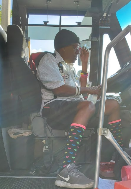 Why is this bus driver special? Because each day she wears cool socks! Plus, she drives 3 different routes for RPS and the students LOVE her! <a href="/TSdpbc/">TransportSDPBC</a> <a href="/WeLoveTheBus/">American School Bus Council (ASBC)</a> <a href="/C_FerlitaPBC/">Dr Christine Ferlita</a> <a href="/Dr_Corcoran/">Dr.Jennifer Corcoran</a> #LoveTheBus