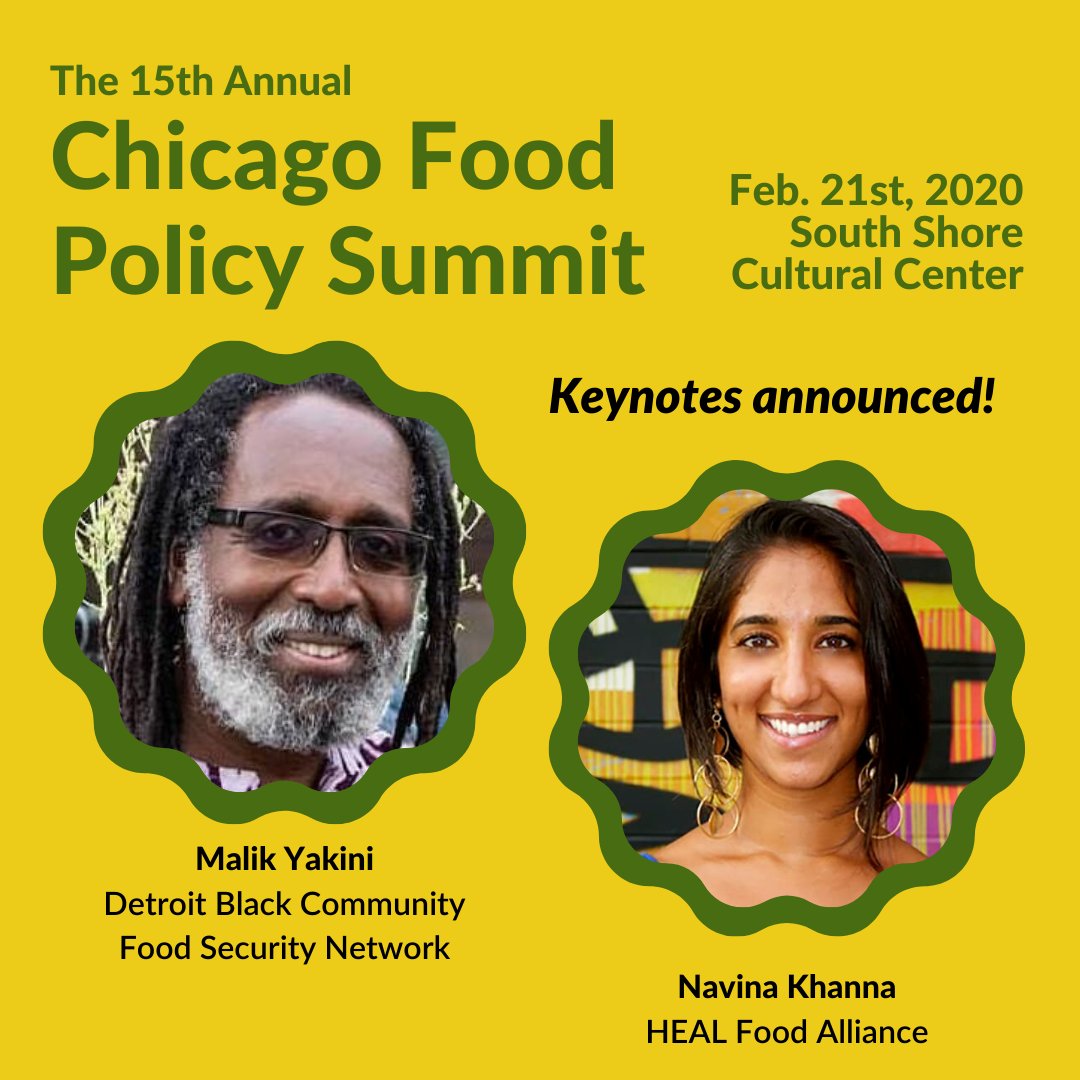ChiFoodPolicy's tweet photo. Did you see our keynote lineup for the Chicago Food Policy Summit next Friday-- @DetroitBlckCFSN Malik Yakini & @HEAL_Food Navina Khanna?!?!!! Register now, it's free, y'all: https://t.co/W5lvgPSfoo #cfps15 #chifood #foodjustice #foodsovereignty https://t.co/8GgBEThYUS