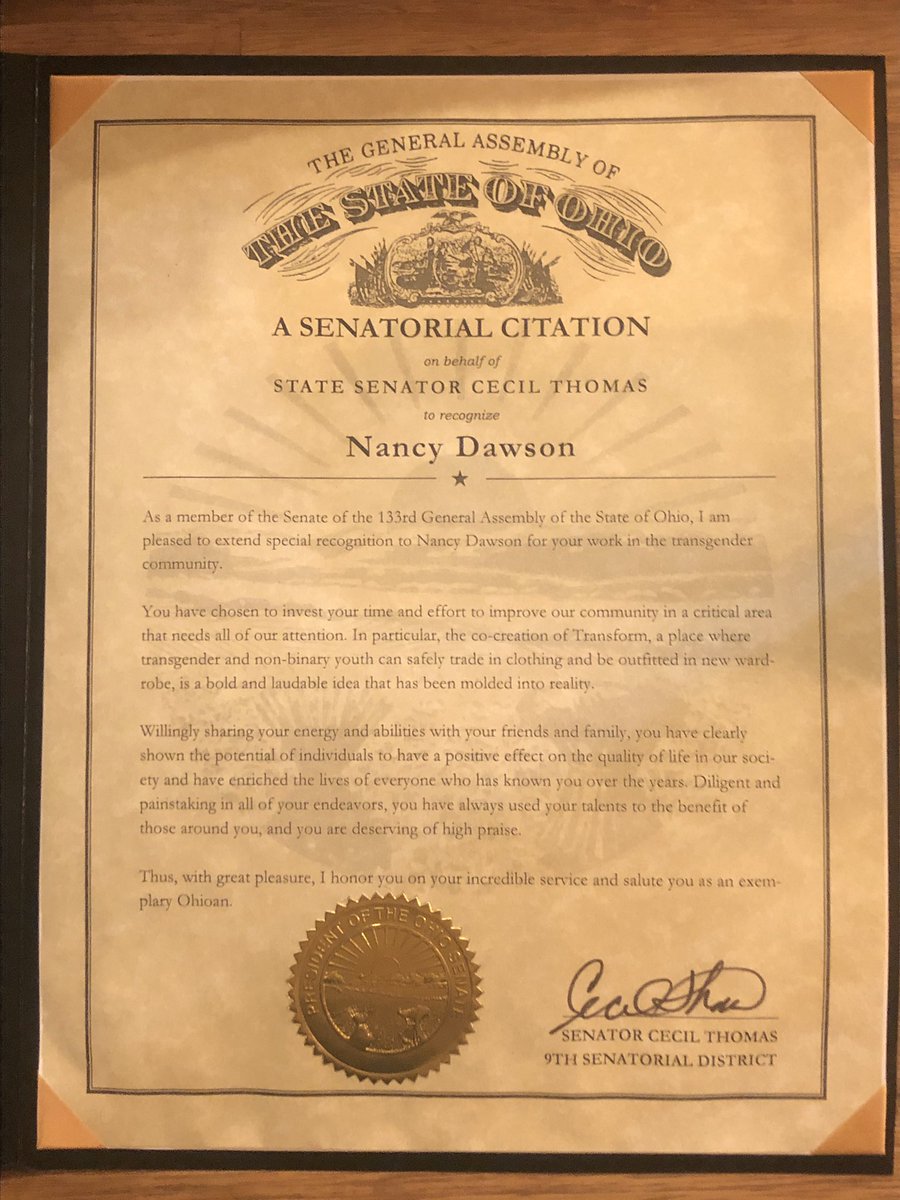 216. Congratulations to my wife  @cincinnancy on her citation from the state of Ohio, in honor of her work with  @transformcincy, “...a bold and laudable idea that has been molded into reality.” To donate, click here:  https://secure.acceptiva.com/?cst=He7kLw 