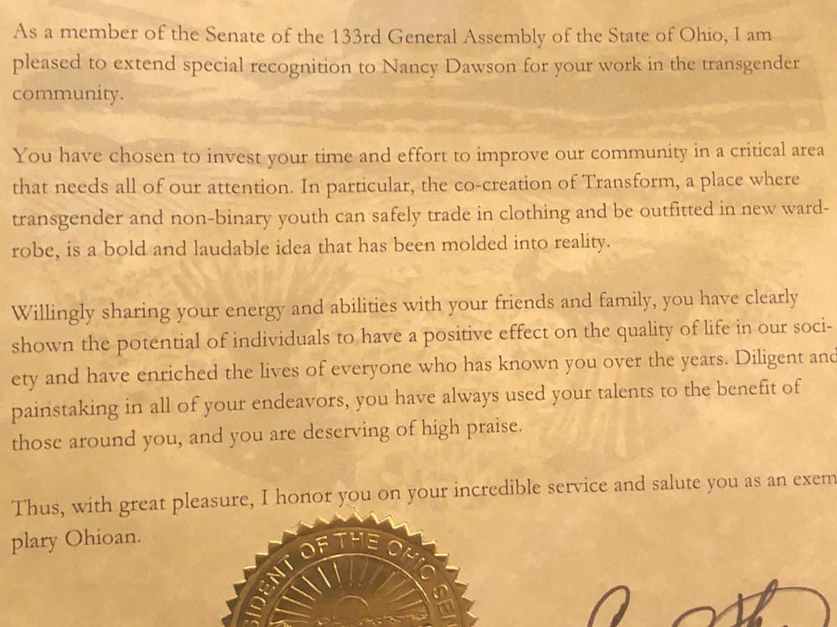 216. Congratulations to my wife  @cincinnancy on her citation from the state of Ohio, in honor of her work with  @transformcincy, “...a bold and laudable idea that has been molded into reality.” To donate, click here:  https://secure.acceptiva.com/?cst=He7kLw 