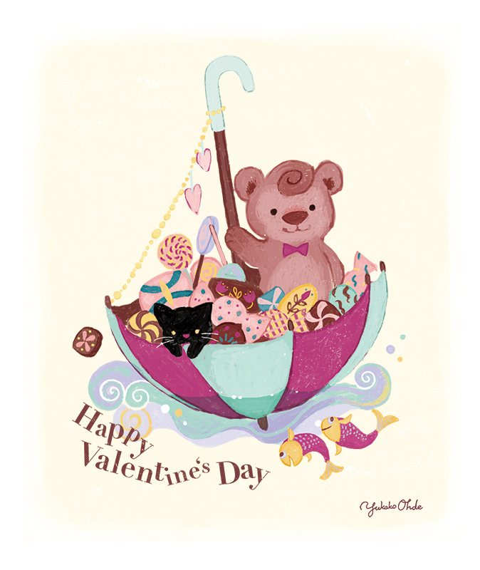 「Happy Valentine's Day♡
#ValentinesDay202」|おおでゆかこ - イラストレーター 絵本作家のイラスト