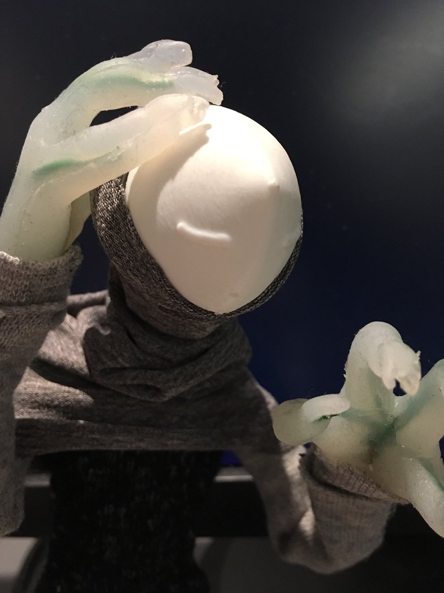Still working on my Einli puppet for The Sky Below. New clothes and faces. He still needs paint and some outfit detail. 
#stopmotion <a href="/StickybonesPose/">Stickybones</a> 
@_ChrisWooding_ if i am bothering you then Please tell me and i shall stop tagging you