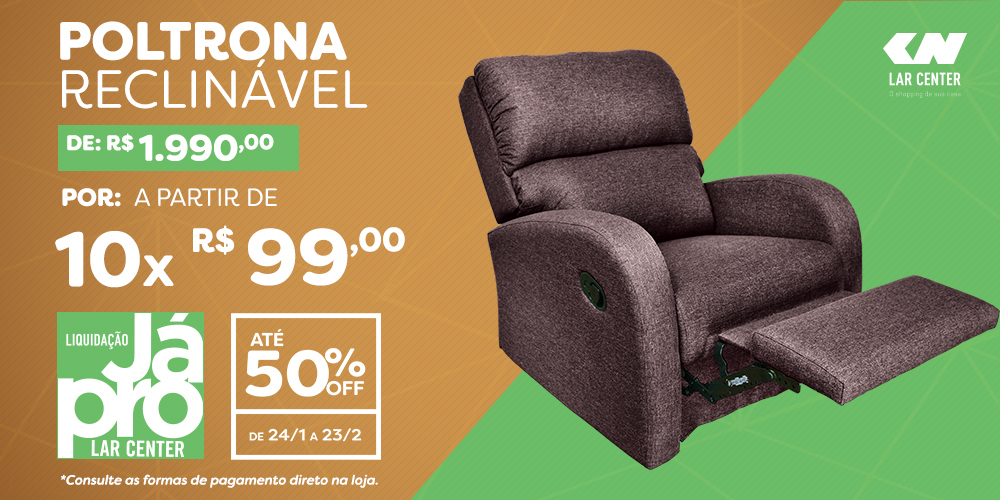 Depois de um dia corrido, eu só quero relaxar na poltrona reclinável que eu gosto. 💚 Garanta a sua também com preço especial #JáProLarCenter: bit.ly/37270CU  #LarCenter #Duomo