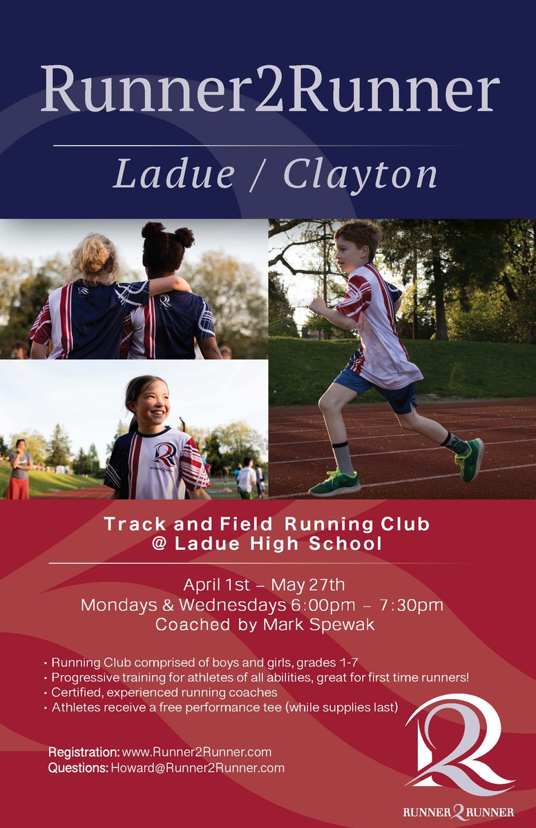 Runner2Runner's tweet image. Track is back!

Registration now open for our Ladue/Clayton program.

runner2runner.com/registration 

Contact Howard@runner2runner.com for any questions