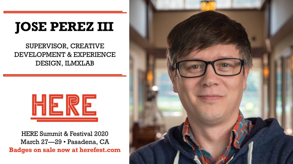 DesignImmersive's tweet image. ICYMI: the Keynote Speakers at HERE Summit &amp;amp; Festival 2020 will be:
• Bruce Vaughn (@VisitDreamscape)
• Jose Perez III (@ILMxLAB)
• Sarah Ellis (@TheRSC)
• Mikhael Tara Garver (Category 41)

Will we see you this March in Pasadena? Badges on sale now: bit.ly/2PUMeQL