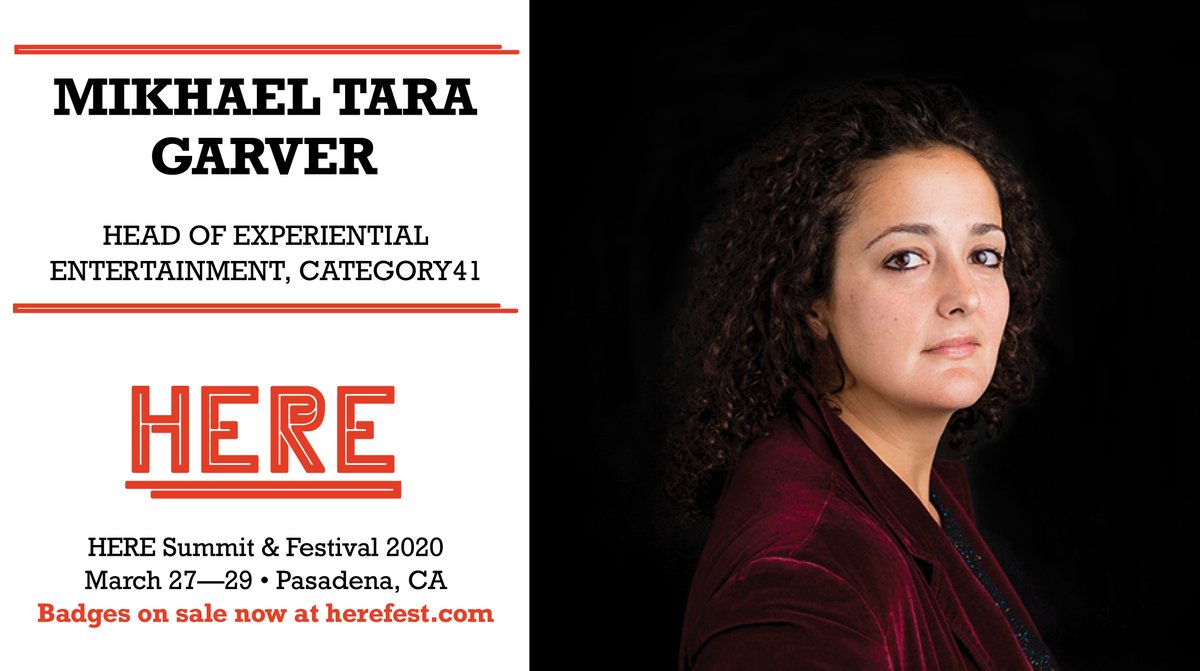 DesignImmersive's tweet image. ICYMI: the Keynote Speakers at HERE Summit &amp;amp; Festival 2020 will be:
• Bruce Vaughn (@VisitDreamscape)
• Jose Perez III (@ILMxLAB)
• Sarah Ellis (@TheRSC)
• Mikhael Tara Garver (Category 41)

Will we see you this March in Pasadena? Badges on sale now: bit.ly/2PUMeQL