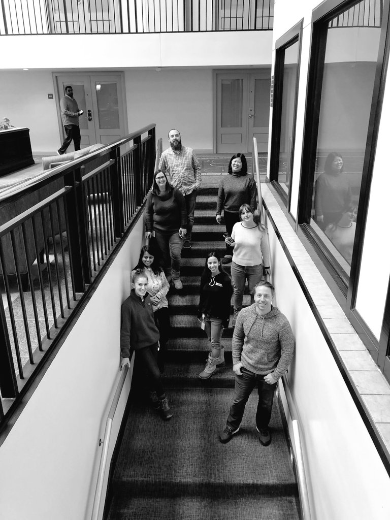 bold_insight's tweet image. Coffee run or album cover? Our team is serious about caffeine...and posing on stairs apparently. It&apos;s nice to have a Starbucks in the building to avoid this harsh Chicago weather! #Boldculture