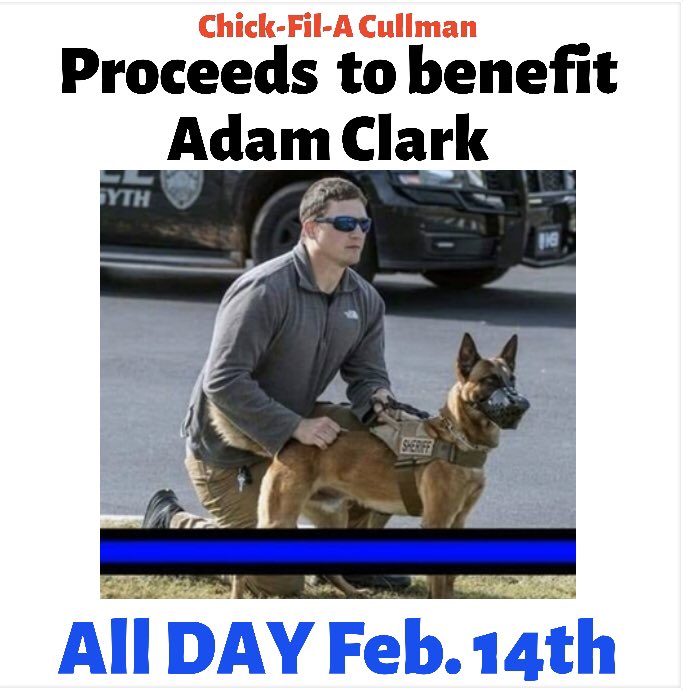 We will be LOVING on Deputy Adam Clark and his family ALL DAY tomorrow. Proceeds from our sales will go directly to the Clark family. Please share this post and come show your love for one of our community heroes...THIS Valentine’s Day!