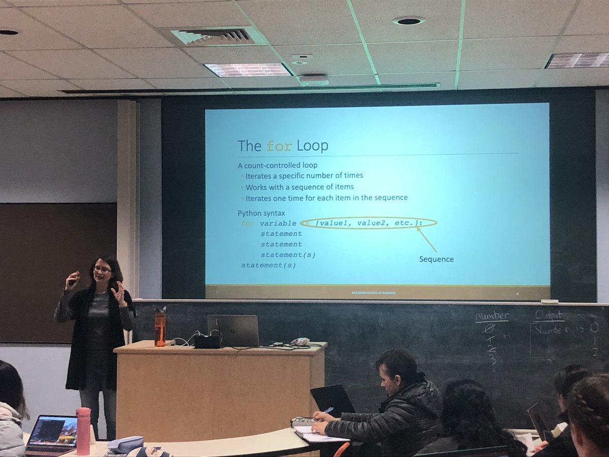 ProfLove's tweet image. Headline: Old dog learns new trick! I managed to take in a bit of Python coding during #eyesonteaching today @UTAustin, courtesy of an amazing colleague (Caryn Conley) from @UTexasMcCombs.     @FIC_UT