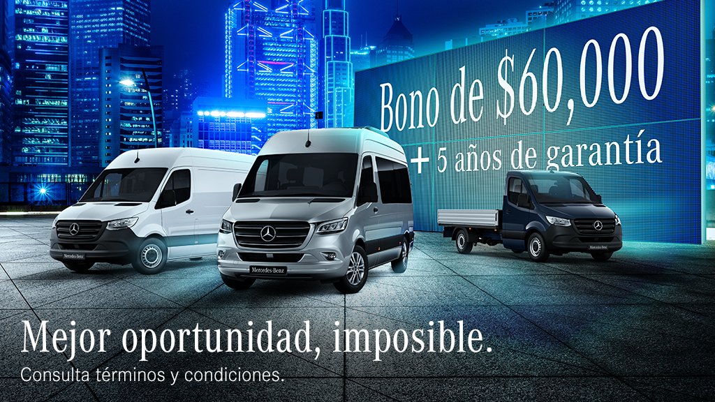MBVanesMx's tweet photo. Rompe tus barreras y déjate llevar por la tecnología más avanzada con #SprinterMx. Aprovecha el bono de $60,000 + 5 años de garantía. #100ForYouSprinter https://t.co/ELmJiiPFDc