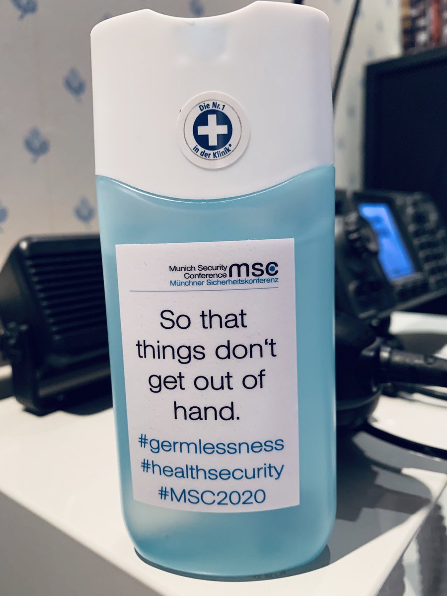 FrankeBenedikt's tweet photo. As part of our preemptive measures in response to the #Coronarivus we are handing out these disinfectants to all our guests and staff. Naturally, we could not resist some minor rebranding. #germlessness #MSC2020 https://t.co/XuZUw5oME6