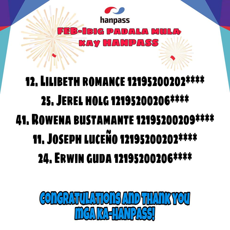 HANPASS1's tweet photo. CONGRATULATIONS TO ALL THE WINNERS!!!🎉🎉🎉
FEB-Ibig Padala Mula Sa HANPASS.

Continue sending your padala with us to get a chance to win 20,000 won discount on your next package.

Please contact us at 1522-3428.

*For Sea Cargo and Jumbo box Senders only

Thank you very much! https://t.co/XhlJXvuZDy