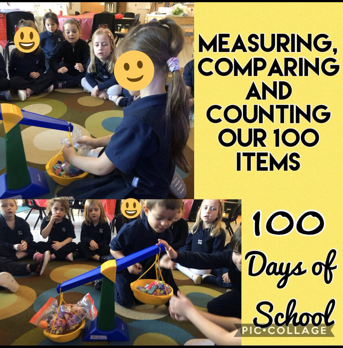 kindies106's tweet photo. Today we danced and jumped for 100 seconds, and measured, counted and compared our 100 items that we brought in! 👌 @StGregoryHCDSB https://t.co/7Yl1zZfHcz