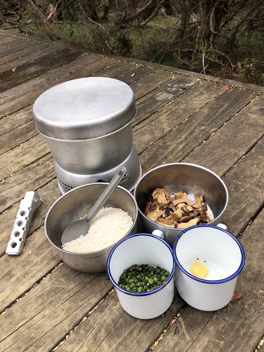 Roberta_Asher's tweet image. #SmartEatingWeek spent hiking in the Tas wilderness. 

Dinner specs: 
1)Tasty 
2)Lightweight 
3)Shelf stable 
4)1 or 2 pot cook in less than 30 mins

Menu: 
Night 1) Pea &amp;amp; mushie risotto 
2) Sun-dried tomato &amp;amp; pea cheesy wholemeal pasta 
3) Red lentil dahl