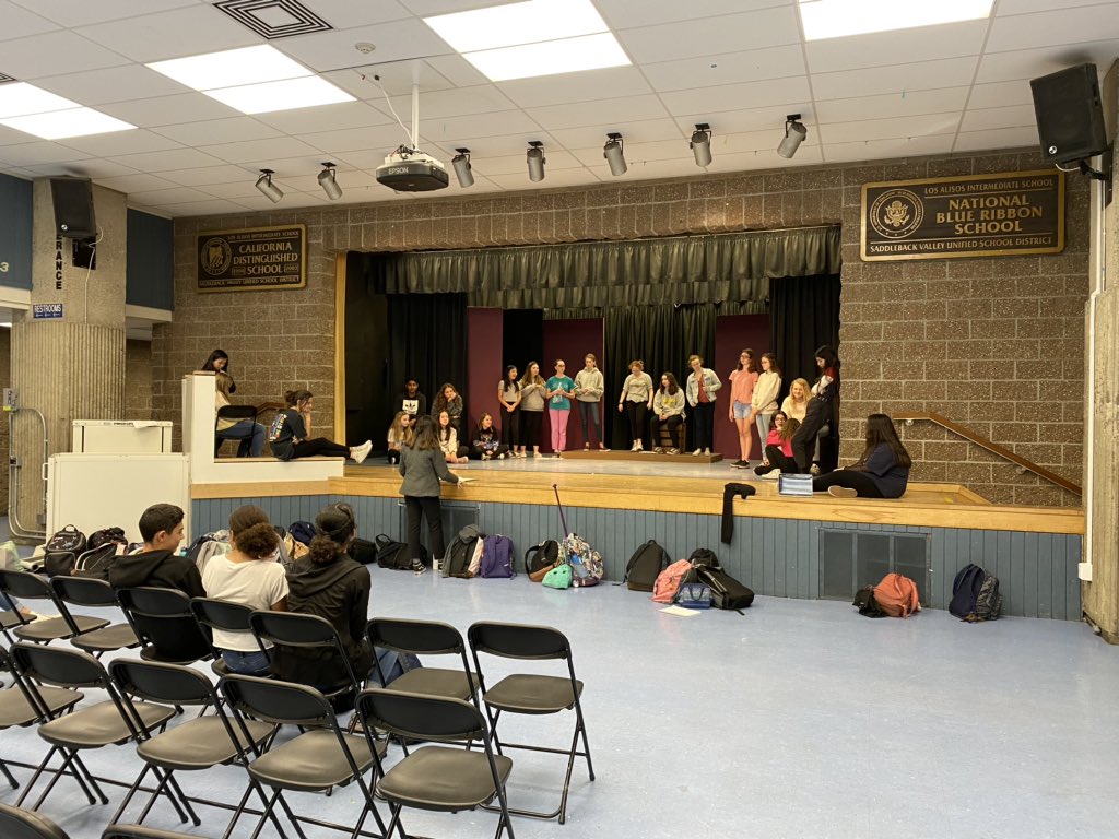 What student leadership looks like. One of my students choreographing for our musical and the rest of the class respecting her enough to listen as she gives notes.