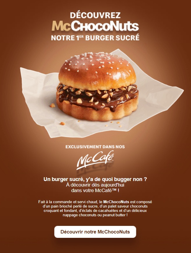 The_best_man_57's tweet photo. Mac Donald's annonce dans un communiqué ce matin l'arrivée dès aujourd'hui en France du "Mc ChocoNuts".
#McDo #McDonalds #McChocoNuts https://t.co/GIzGM0bQwU