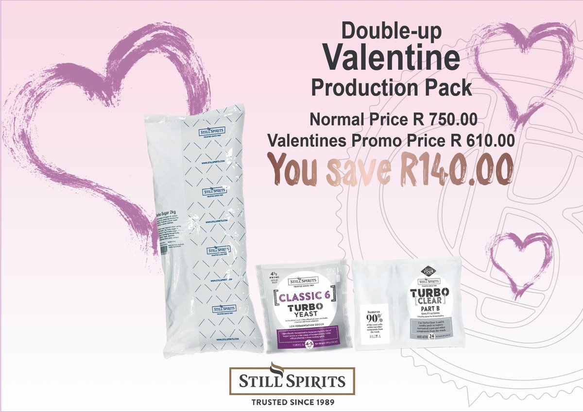 Double-Up Production Pack! The perfect gift for Valentines Day🍷🥂 When ordering, use ref # V002 and valid until 14th Feb 2020. Subject to availability. Cheers!