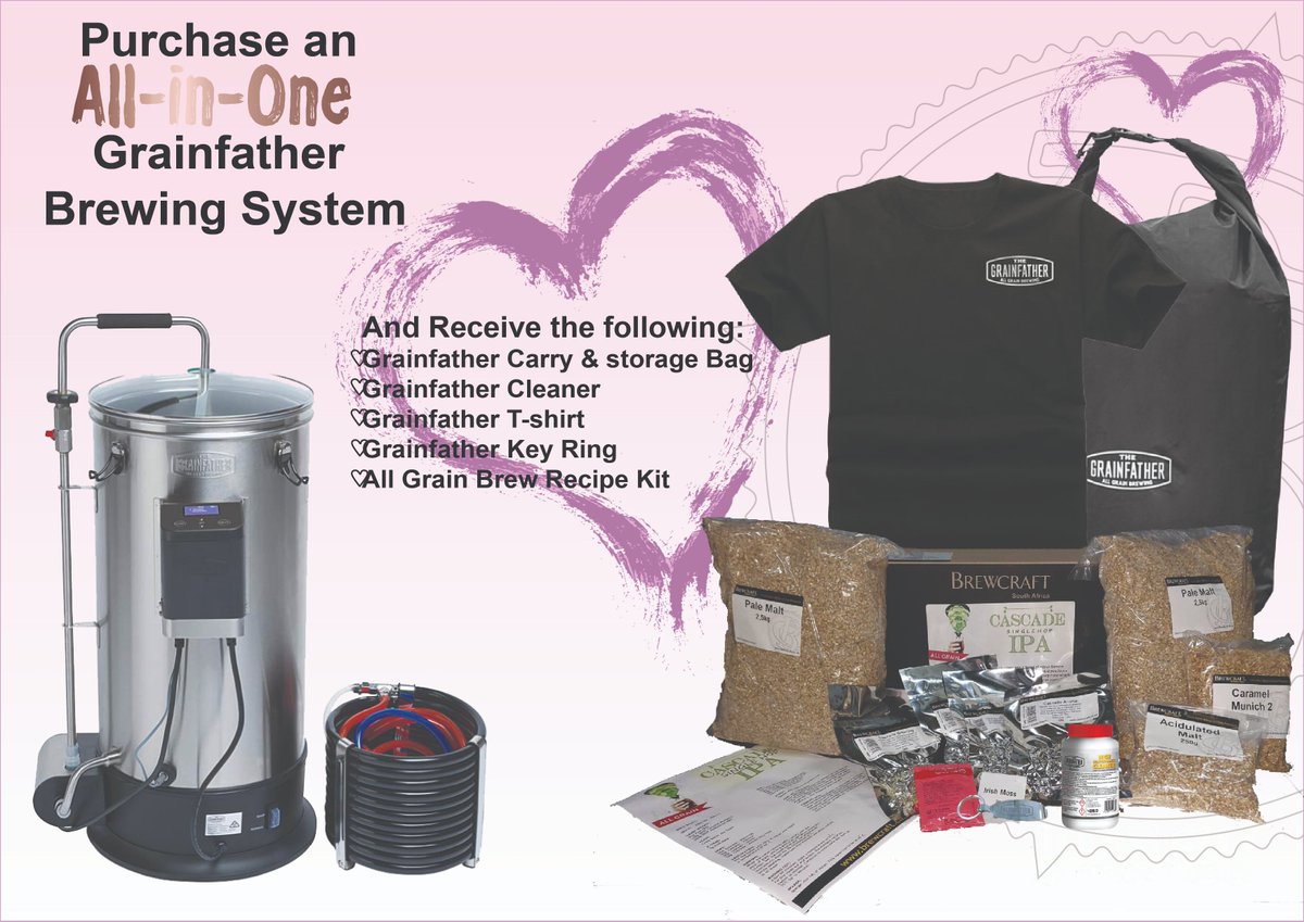 Purchase a All-In-One Grainfather Brewing System and receive a little Valentines Gift from BrewCraft🍻🍺 When ordering, use ref # V003 and valid until 14th Feb 2020. Subject to availability. Cheers!