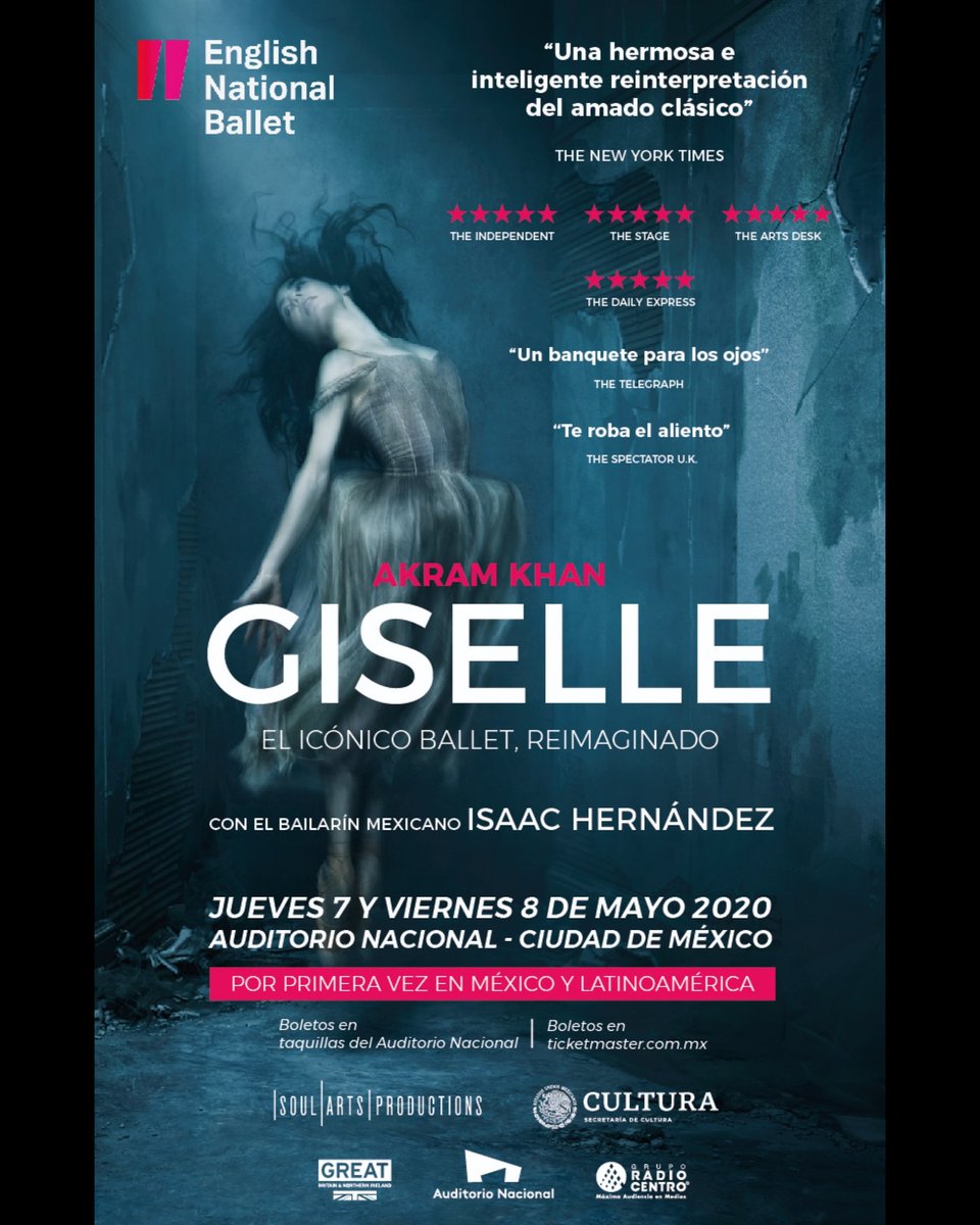 ❗Por primera vez en #México el @ENBallet con @IsaacHdezF presenta #AkramKhanGiselle. Una obra que ha cautivado al público en cuatro continentes 🌎🔝. 🎟️ Boletos en @Ticketmaster_Me y taquillas del @AuditorioMx
.
@cultura_mx #soulartsproductions @RadioCentroMX @UKinMexico