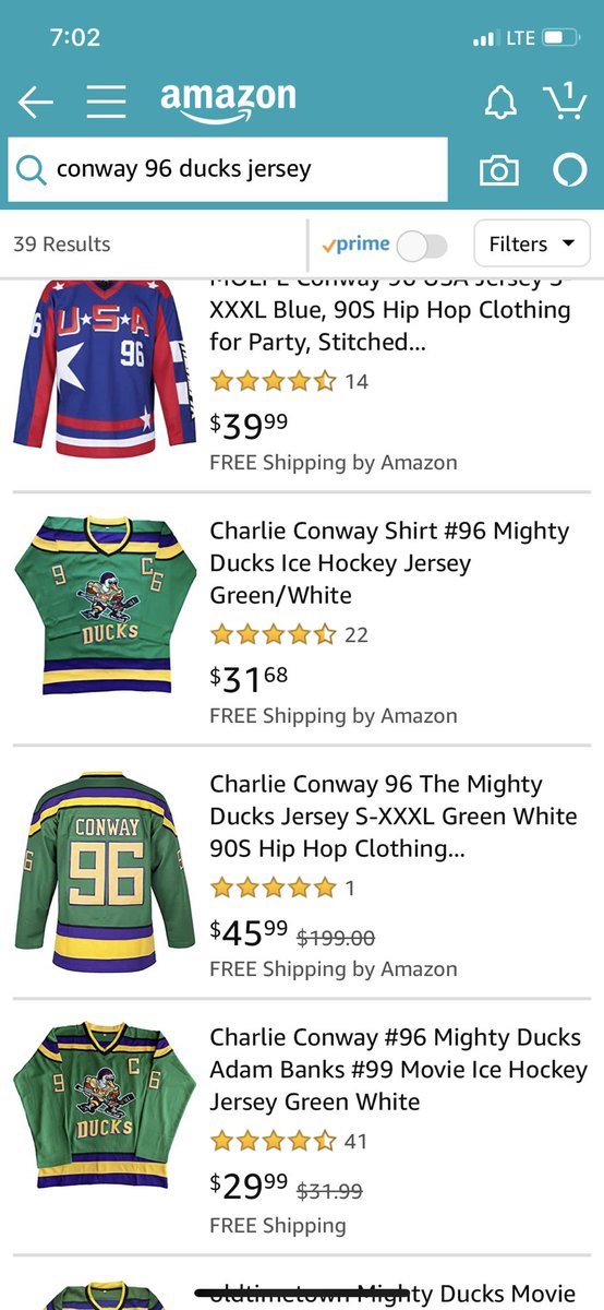 amazon mighty ducks jersey