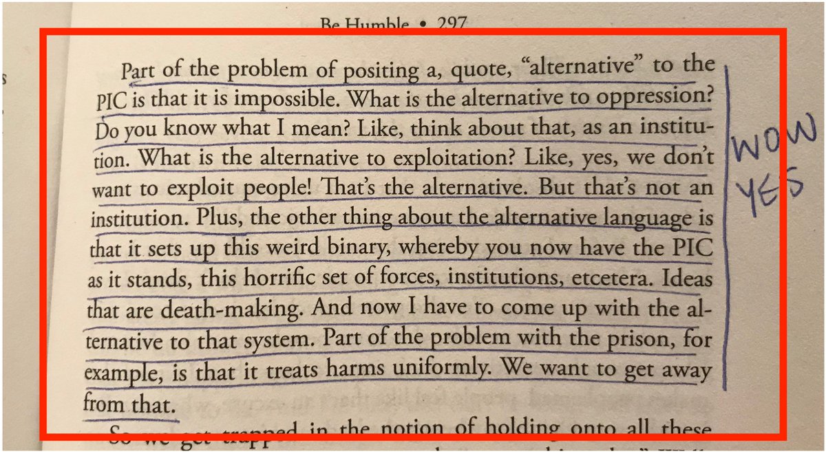 Likewise, Kaba talks about the need to build up concrete alternative institutions, with an emphasis on *plural*. It’s not about one-size-fits-all, substitute one system for another. 18/