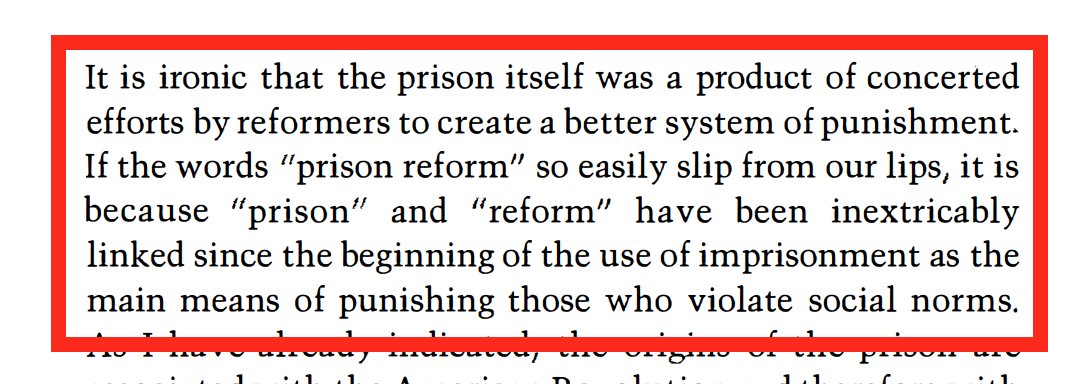 This brings us back to Davis, who makes the important point that what we have now is the *product* of reform, and look at where that reform has landed us. If we want to end violence, we need to shoot higher than better systems of punishment. 26/