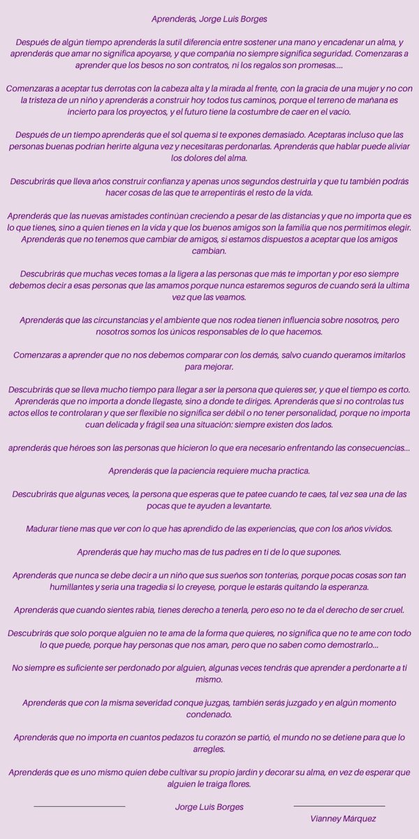 VianneyPerezM's tweet photo. “Aprenderás” #JorgeLuisBorges #aprenderas Mucho que aprender... https://t.co/11gphsNyaJ