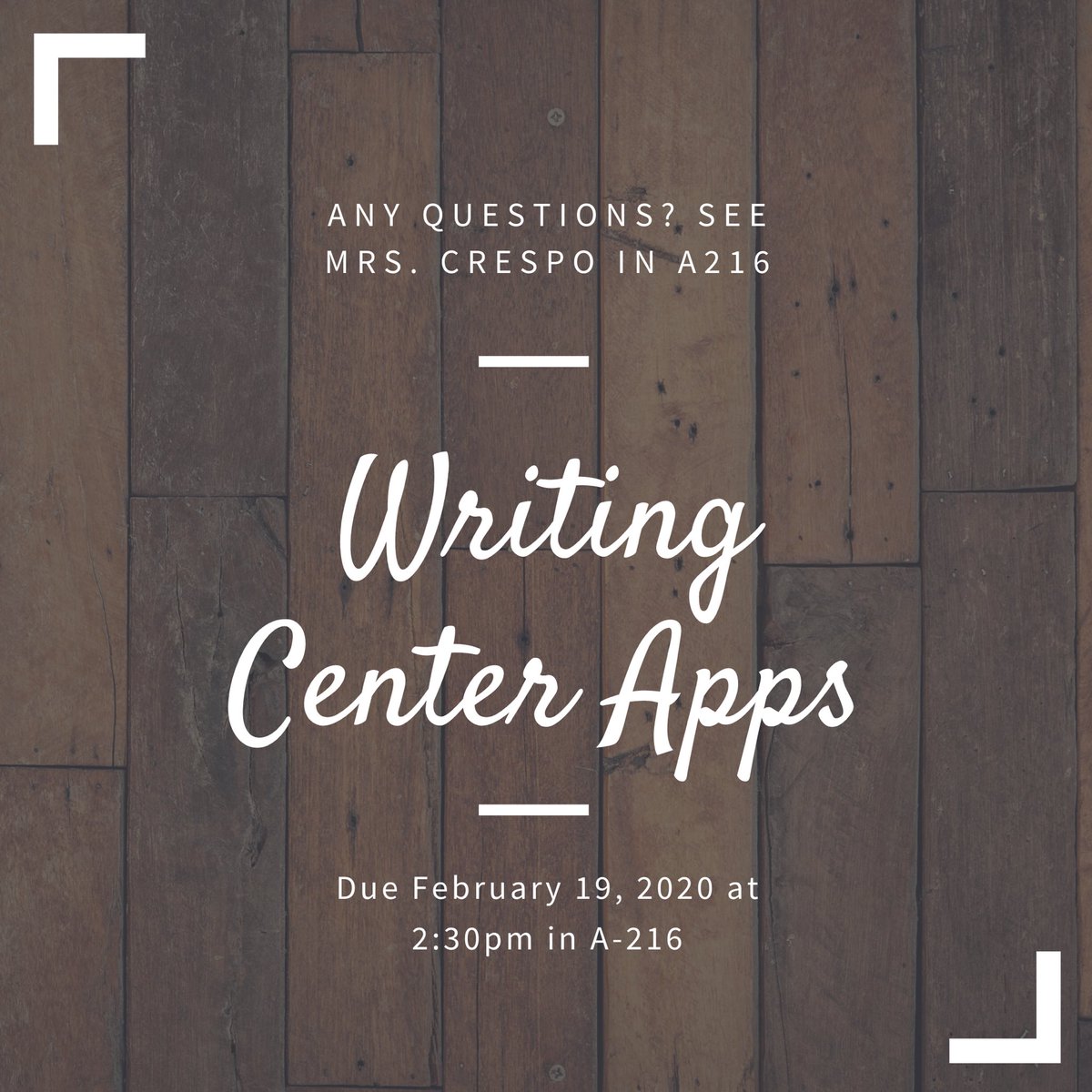 Join Team WC and make a difference! We are now accepting applications for the 2020-2021 school year! Don’t miss out on this awesome opportunity! ❤️💛 Check out the link in our bio for more information. #TeamWritingCenter ✍🏻