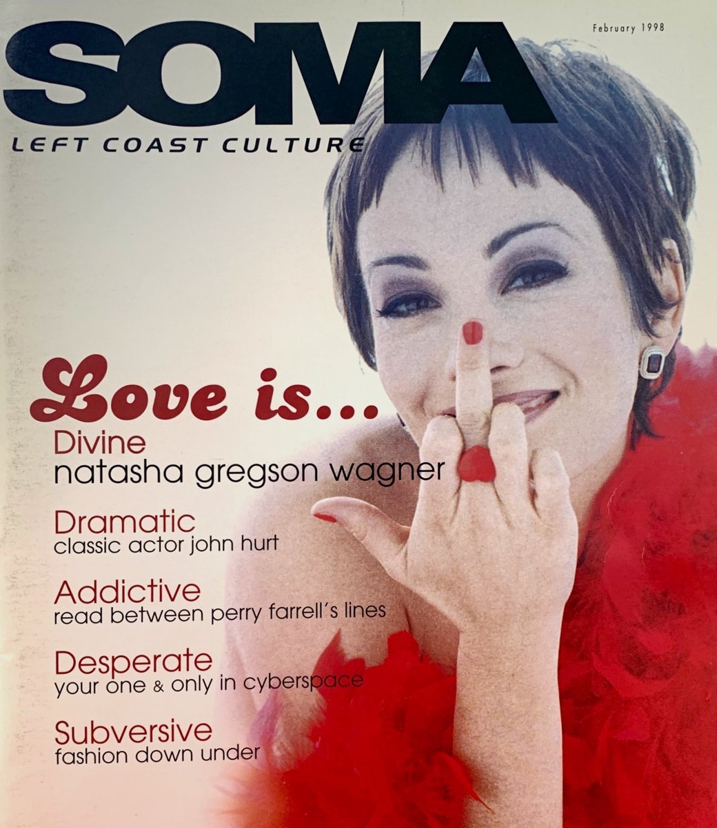 Wishing everyone- whether single, taken, or complicated- a lovely Valentine's Day! 
From our February 1998 issue featuring the gorgeous Natasha Gregson Wagner. 

shot by Richard Reinsdorf. 
#somamagazine #somaarchives #valentinesday #natashagregsonwagner