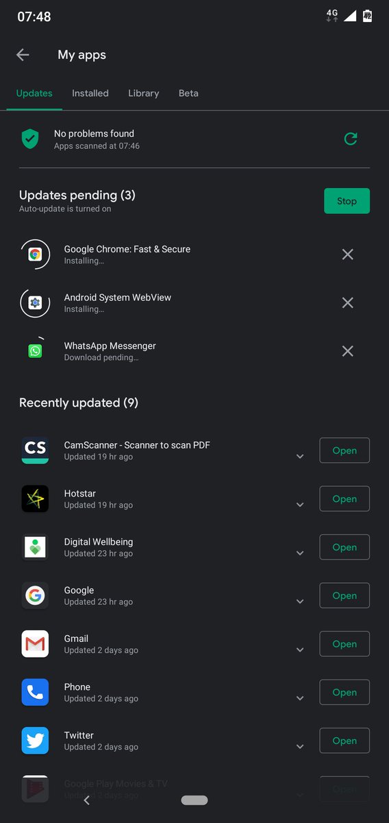 KShabbirahemad's tweet image. #AndroidHelp
Got the Update of Google Chrome and Android System WebView and both were getting installed at same; then got notification of can't install Android System WebView. Why so?
I am using Nokia 6.1 Plus with Android 10.