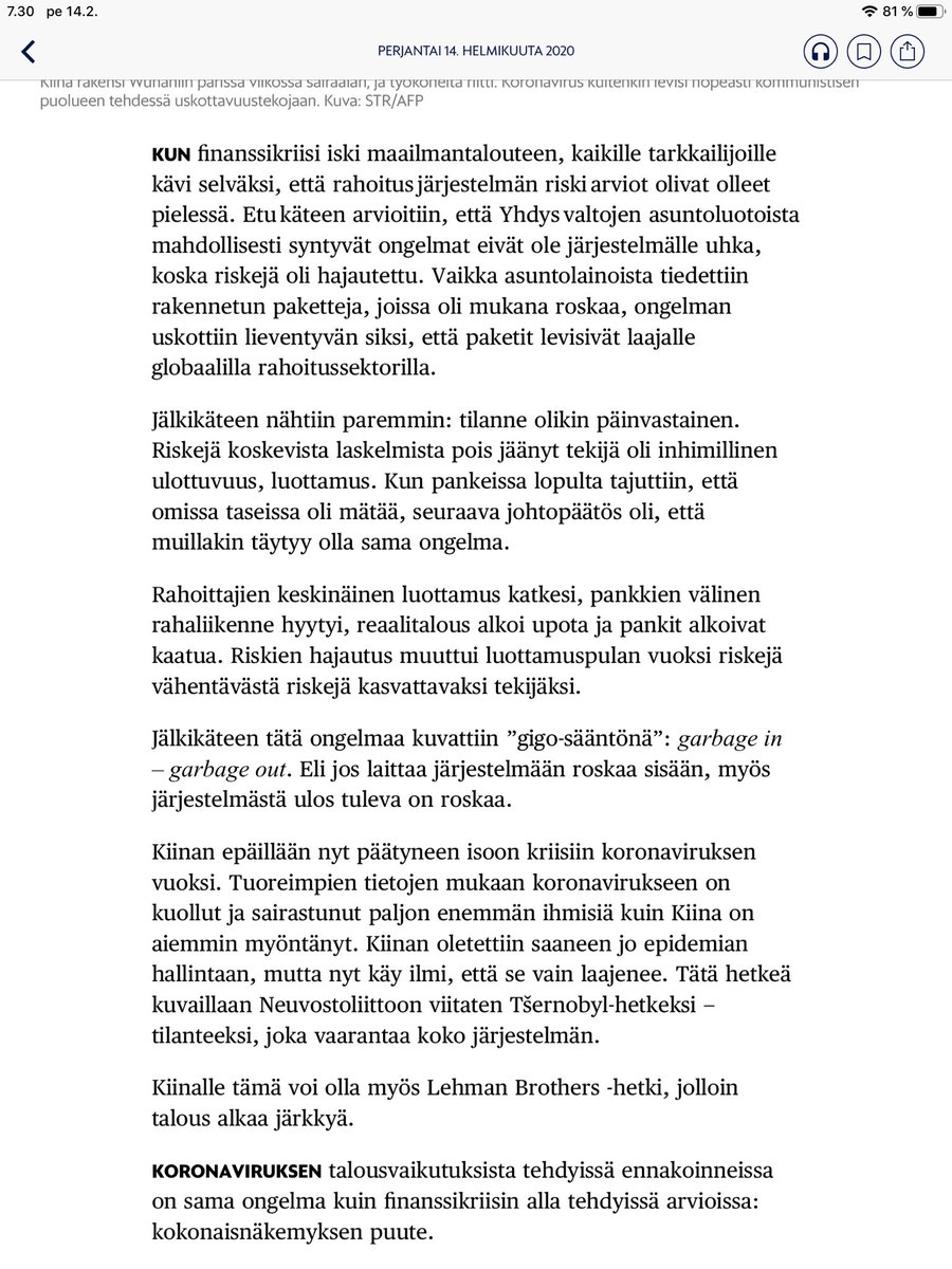 ToikanPekka's tweet photo. Yhdys sana nillitystä, @hsfi pää kirjoituksessa tänään ”etu käteen...  rahoitus järjestelmän riski arviot... Yhdys valtojen”. #nythelpotti https://t.co/STE6MyLOkQ