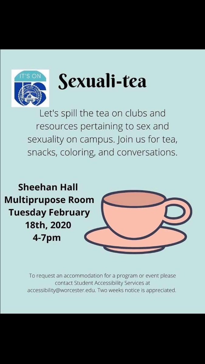 We’re talking about sex resources over tea! Join us for what is going to be a wonderful and informative evening February 18th!
