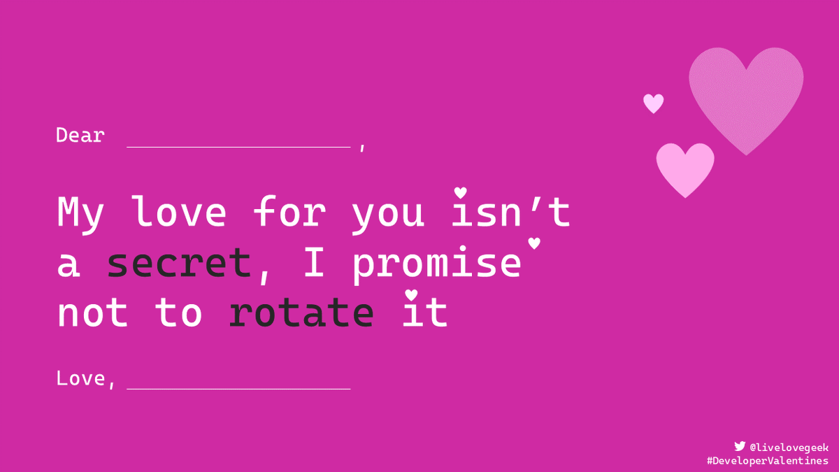 livelovegeek's tweet photo. My next Valentine is for all of the enterprise devs out there ♥

#DeveloperValentines https://t.co/4cHINg3AAn