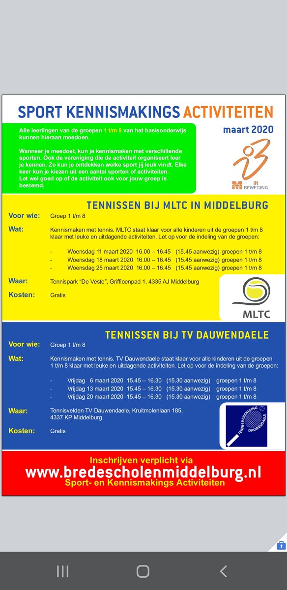 De maand Maart staat voor Tennis in <a href="/Gem_Middelburg/">Gemeente Middelburg</a>. Schrijf in via de onderstaande links bredescholenmiddelburg.nl/activiteiten/s… 
&amp;
 bredescholenmiddelburg.nl/activiteiten/s…