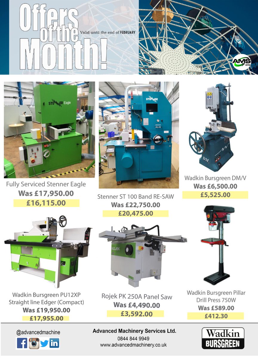 AdvancedMachine's tweet photo. The Best Wadkin & Wadkin Bursgreen Offers of the Month🤩👍👏 More information in our website: https://t.co/cLyToRElVs
📞Contact us on 0844 844 9949
📩Sales@advancedmachinery.co.uk
#offerofthemonth #wadkingrinder #wadkinbursgreen #panelsaw #wadkin #drills #stenner https://t.co/mIgV5YFSeW