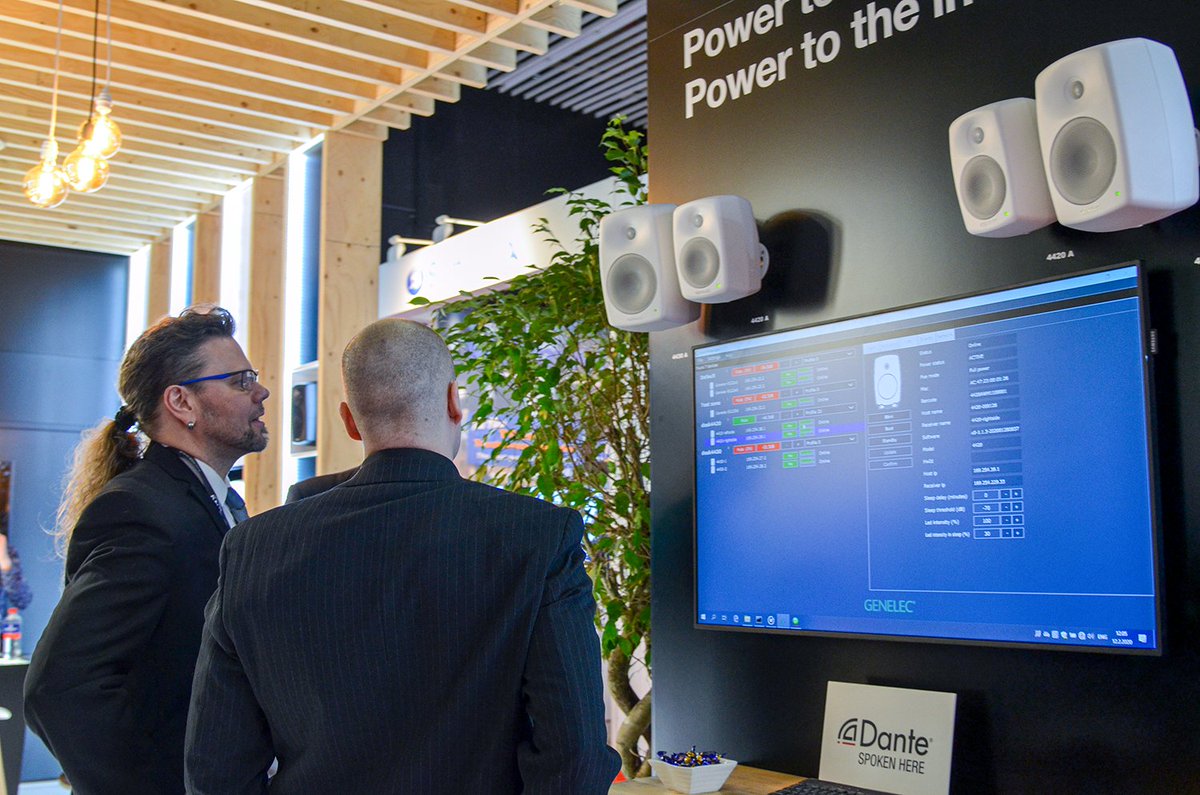 Genelec's tweet photo. Last day of #ISE2020. We're exhausted but still standing! There's still time to drop by booth 3-B115 and chat to us about #GenelecSmartIP. https://t.co/udTS69fFqi https://t.co/1kf6uSLB8q