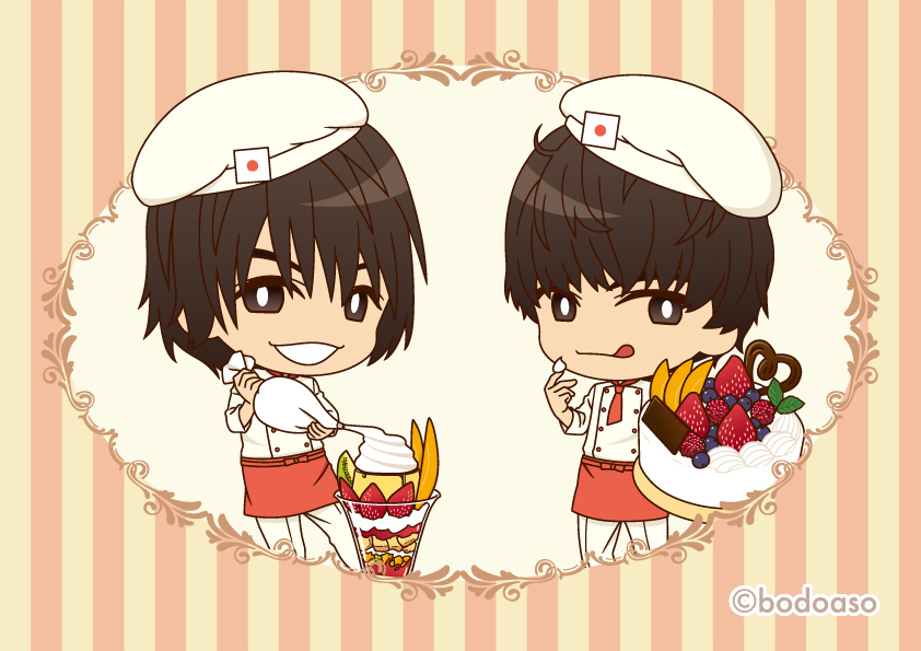 bodoaso's tweet photo. 💕🍫ハッピーバレンタイン🍫💕

同好会ミーティング2020春のための描き下ろしイラストを公開！
スイーツワンダーリーグ仕様でウサこまとおそろいのパティシエ衣装のお二人です。
こちらのSDイラストを使用したグッズを鋭意制作中！お楽しみに！

#ボドあそ https://t.co/IVxvMgI1Kf