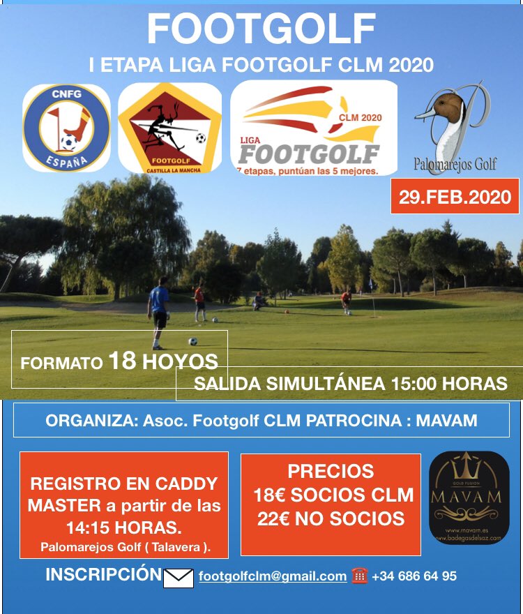 1️⃣ETAPA ⚽️⛳️🇪🇸LIGAFOOTGOLFCLM2020❗️
👉 El 29 de Febrero a las 15:00 horas comienza la LIGA DE FOOTGOLF que más te gustaría ganar!#footgolf #liga #footgolfclm #deportes #futbol #golf #campeonato #autonómico #castillalamancha #madrid
#palomarejos #talaveradelareina #ligafootgolfclm