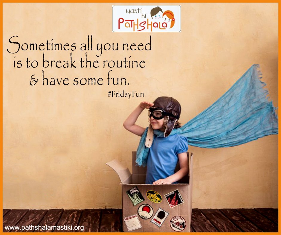 pathshalamasti's tweet photo. Sometimes all you need is to break the routine &amp; have some 🥳fun.

#FridayFun #Fun #Kids #Routine #PathshalaMastiKi #FridayFeeling https://t.co/04bSyEh1tJ