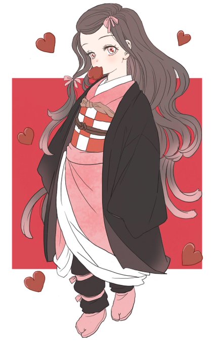 うおこさんがTwitterに投稿した竈門禰豆子(鬼滅の刃)のイラスト。