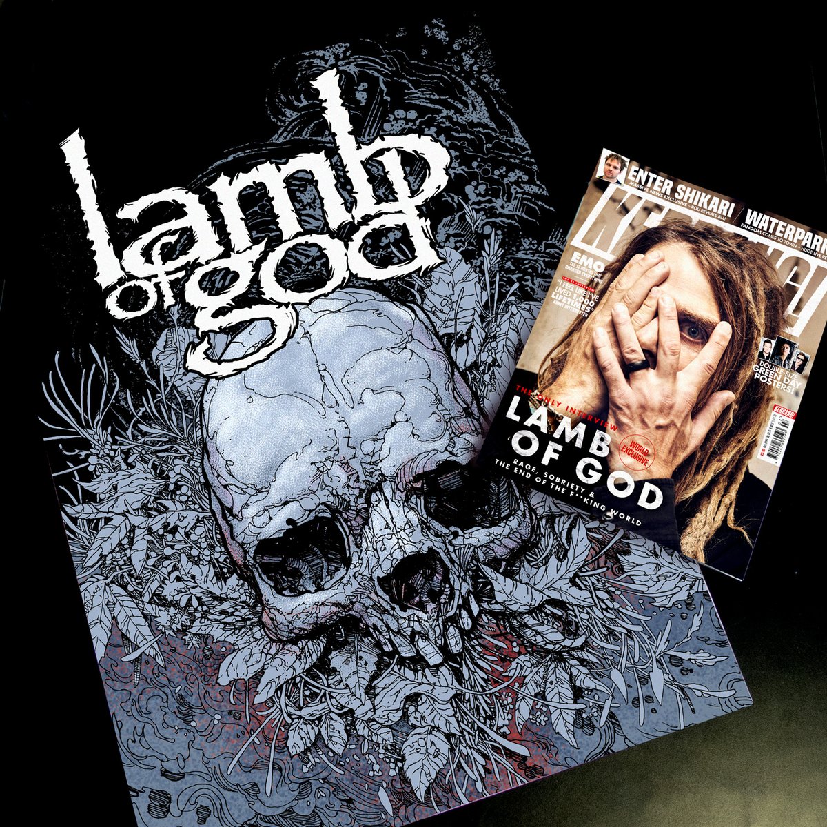 KerrangMagazine's tweet photo. Got your limited-edition @lambofgod x Kerrang! bundle yet? Just 300 of these epic A2 four-colour process lithographic prints exist in the world, and there’s only a few remaining! Pick up yours right now: https://t.co/SmMMwyZVeA https://t.co/68syBPUKOu