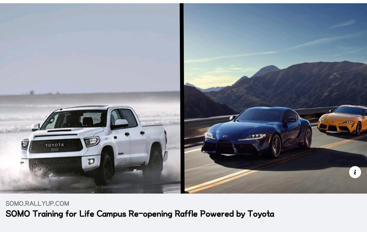 jgstant's tweet photo. Toyota is raffling off a Supra (or Tundra) on April 17th with the goal of raising $100K for Special Olympics Missouri.   Only 200 tickets are being sold.  Check it out below! @SOMissouri https://t.co/w7I1ODMZtT