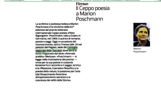 Non mancate all'appuntamento con Marion Poschmann di oggi!