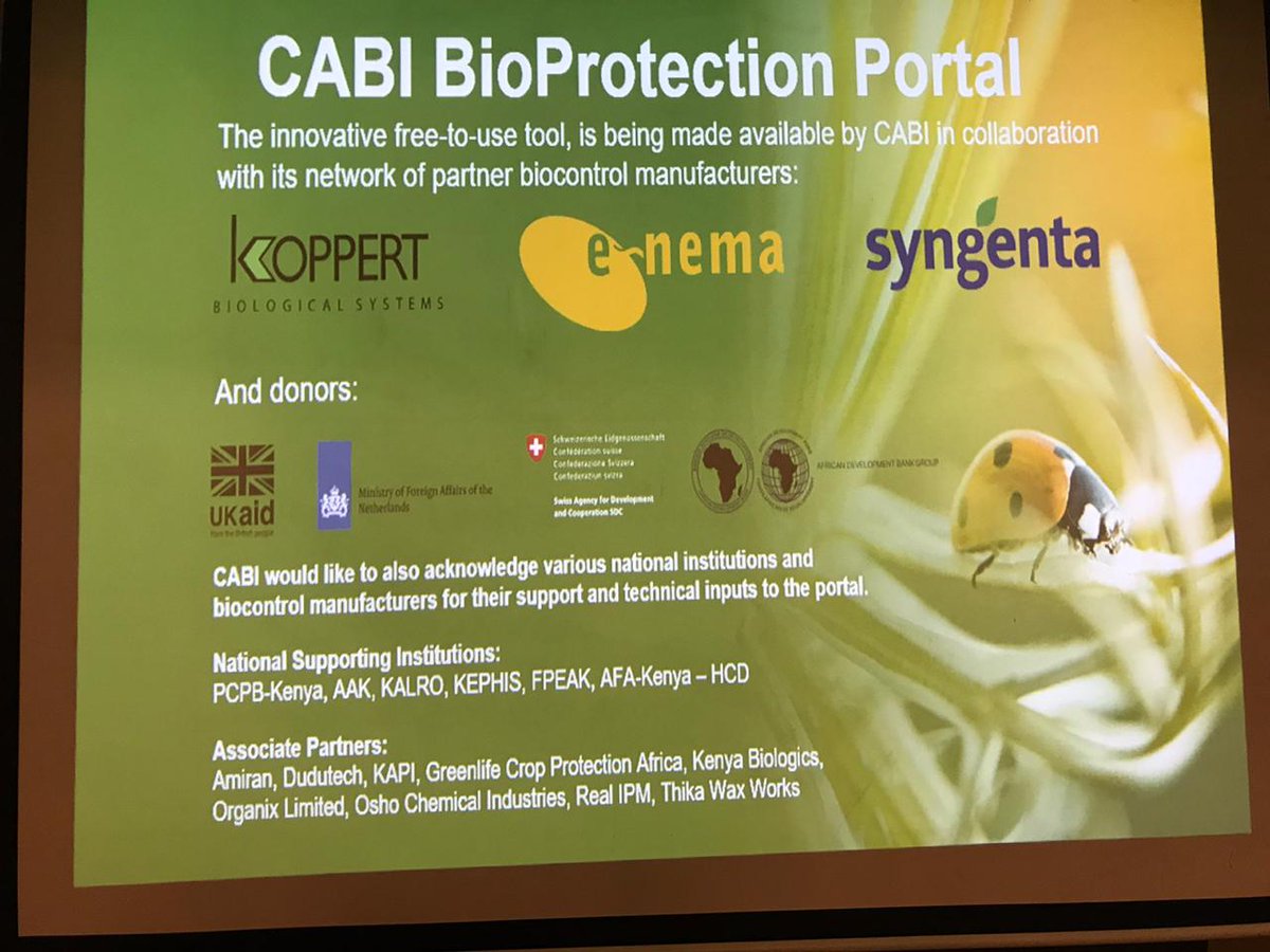 ACIARAfrica's tweet photo. @CABI_News @Koppert @SyngentaKenya @AfDB_Group @kalromkulima @HamadiIddiBoga @SwissMFA @MinBZ @ACIARCEO The online #CABIBioProtectionPortal, will help growers and pest management advisors identify, source and correctly apply biocontrol and biopesticide products for their specific crop-pest problems. https://t.co/xoz8T64tcn