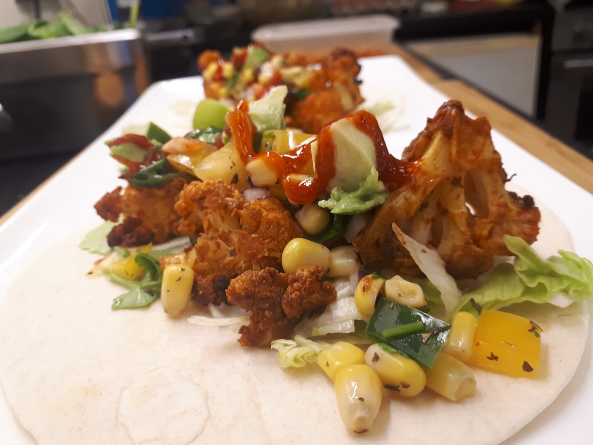 thattheredeli's tweet photo. Today's specials are ready!

Pictured are the tasty cauliflower tacos topped with sweetcorn salsa, avocado &amp; siracha sauce 🤤

We're open 'til 3pm with freshly prepared salads, wraps, toasties &amp; the rest... 

#vegansheffield 
#vegetariansheffield 
#abbeydale 
#netheredge https://t.co/sg0mOF1sLS