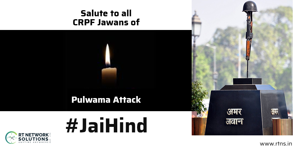 RTNetworkSolut1's tweet photo. Team RT Network Solutions Pvt. Ltd. salutes all the national heroes who have sacrificed their lives for the nation on this day. Jai Hind!

#PulwamaAttack2019 #PulwamaAttack #pulwama #PulwamaTerrorAttack #Pulwamamartyrs #jaihind #nationalheroes #jawans #rtnetworksolutions #rtns https://t.co/xos7cZndsL