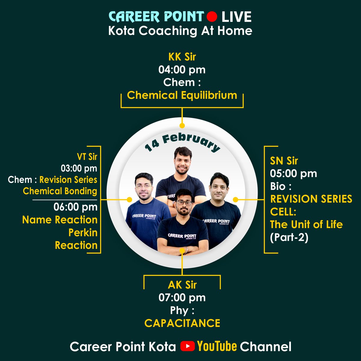 careerpointltd's tweet photo. Hello Aspirants!!
Schedule of the day is out! Set your reminders now and don't miss these amazing sessions.
Subscribe to our channel:- ​​ https://t.co/qxDh0jNw3h
​
#Career_Point #CP_Live #Live_Classes #NEET #JEE #Physics #Chemistry #Biology #Kota_Coaching_At_Home #Online_lectures https://t.co/kJeiAnGyXW