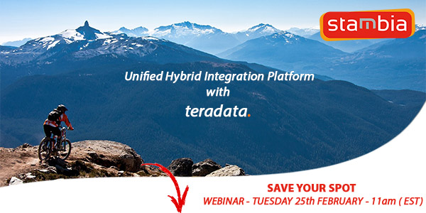 📢Tuesday 25th February ! Join <a href="/Stambia/">Stambia</a> for a live #webinar .
Data Integration with #Teradata. 
More info 👇 and registration ➡ swll.to/RGYb0s