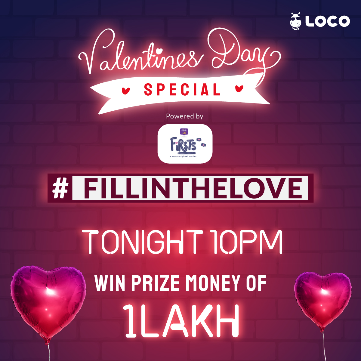GetLocoNow's tweet photo. Happy Valentines Day #LocoNation!
Get Ready to win Rs. 1 Lakh!!!
Powered by @DiceMediaIndia
#valentinesday https://t.co/YYHrtLPilM