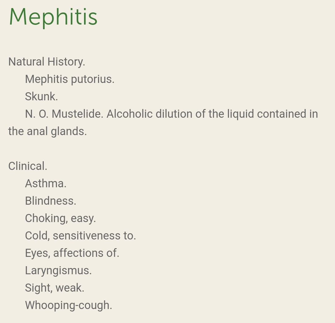 AntiQuackery's tweet photo. Method in madness?
In "provings" of #Homeopathy drug Mephitis Putorius(𝗦𝗸𝘂𝗻𝗸 𝗮𝗻𝗮𝗹 𝗴𝗹𝗮𝗻𝗱 𝘀𝗲𝗰𝗿𝗲𝘁𝗶𝗼𝗻𝘀) subjects coughed in high pitch &amp; worsened at night. 
👉Drug is used in whooping cough &amp; Asthma!
👉Skunks, nocturnal animals, squeal &amp; screech in high pitch https://t.co/eawiUqZsbR